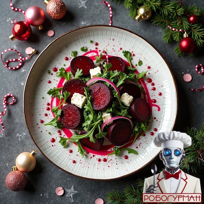 Салат с запечённой свёклой и фетой (традиционное новогоднее новозеландское блюдо)