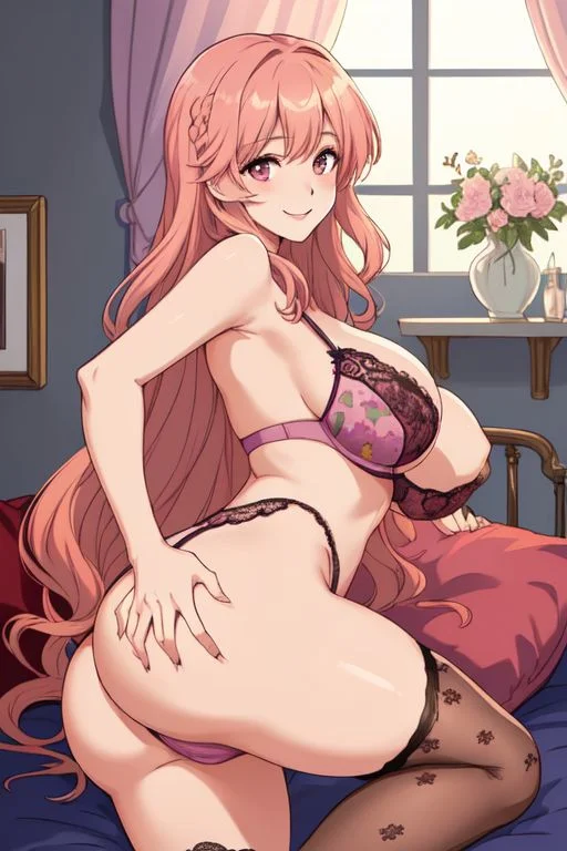 Neuro anime babe in lingerie - 18+, My, Нейронные сети, Neural network art, Erotic, Boobs, Booty, Girls, Underwear, beauty, Underpants, MILF, Sexuality, Waist, Bikini, Telegram (link), Tan, Anime, NSFW