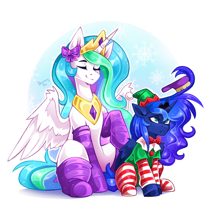   My Little Pony, Ponyart, Princess Luna, Princess Celestia, Buvanybu