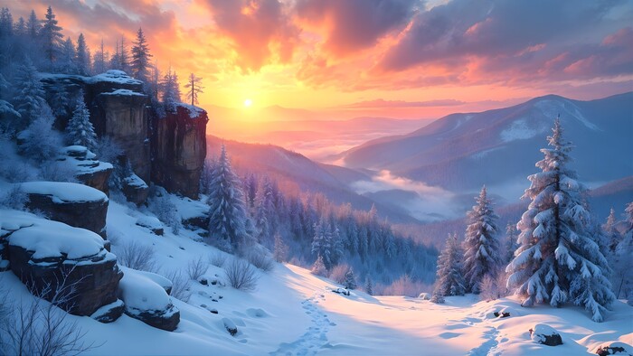 Восход на горной тропе