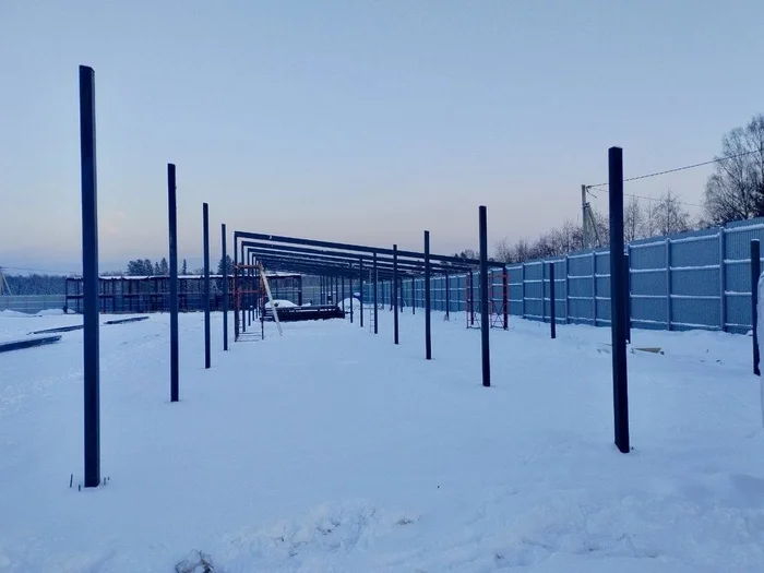 Construction of a car service garage 12x60x4.5m (from design to construction, sequence of works..) - My, Building, Home construction, Garage, Metal structures, Longpost, Builders, Heating, Installation of heating systems, Video, Vertical video