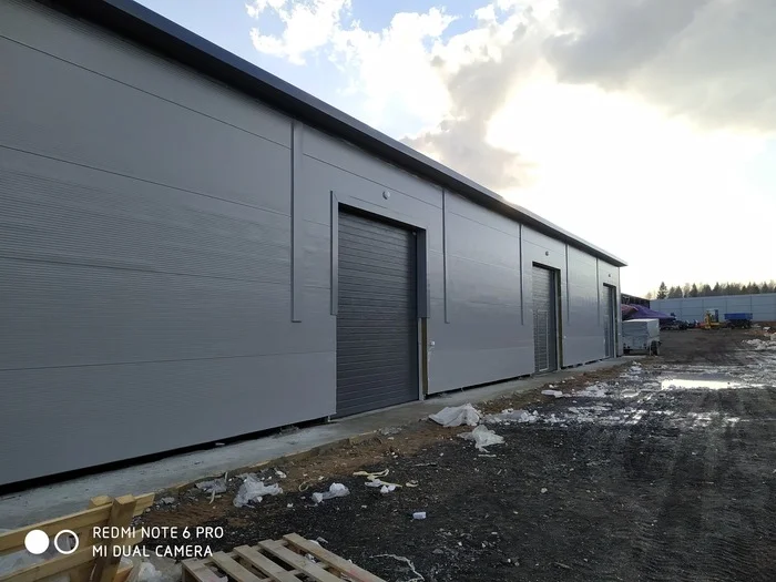 Construction of a car service garage 12x60x4.5m (from design to construction, sequence of works..) - My, Building, Home construction, Garage, Metal structures, Longpost, Builders, Heating, Installation of heating systems, Video, Vertical video