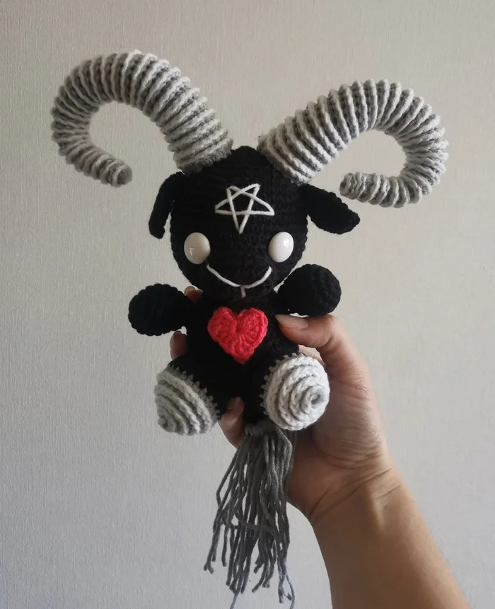 My products - My, Knitted toys, Crochet, Amigurumi, Soft toy, Needlework without process, Knitting, Cap, Baphomet, Hare, Scarf, Mushrooms, Fly agaric, Pentagram, Author's toy, Plush Toys, Handmade, Longpost