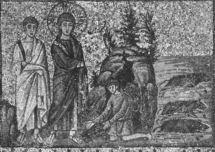 Христос изгоняет бесов на закате