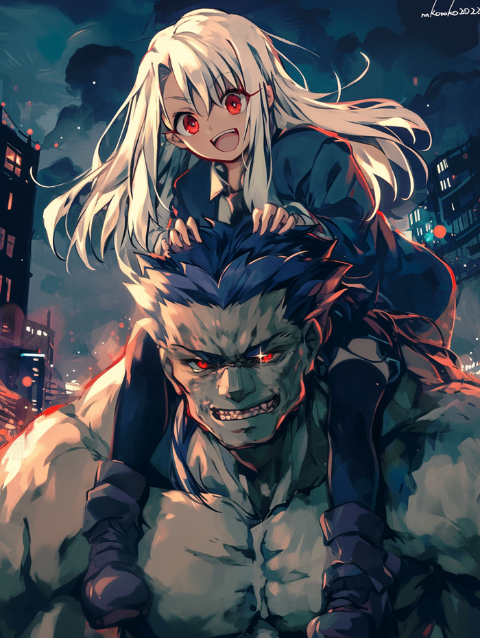 Illya , Anime Art, Fate, Fate-stay Night, Illyasviel Von Einzbern, Berserker,  