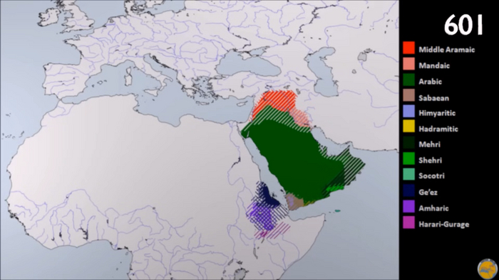 Можете посмотреть на распространение этой лингвистической ветки на заре VII века