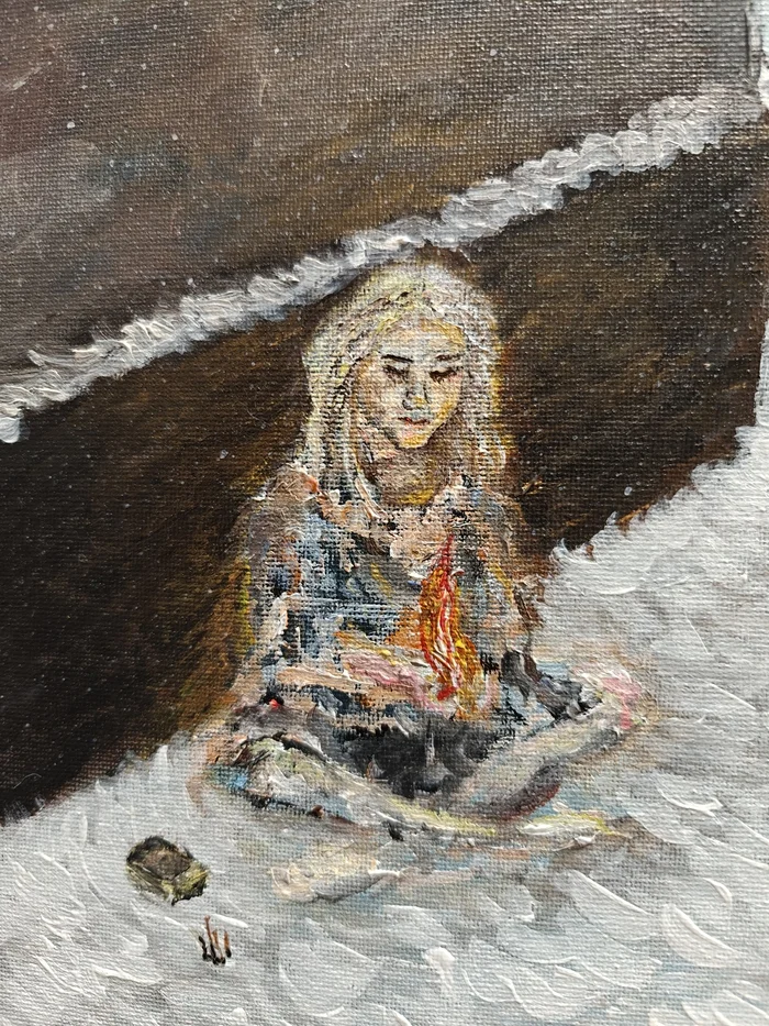 Девочка со спичками. По мотивам одноименной сказки - Моё, Картина, Акрил, Холст, Девочка, Спички, Сказка, Длиннопост