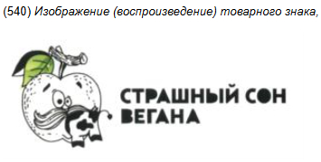 Если я правильно понял, это яблоко жрёт корову — такой знак зарегистрировали на еду