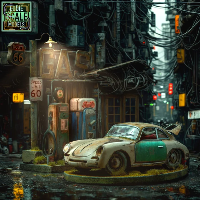 Диорамы с фонами (Artificial intelligence + Photoshop) - Моё, 3D печать, Моделизм, Масштабная модель, Покраска миниатюр, Диорама, The Last of Us 2, Route 66, Red Dead Redemption 2, Porsche, Элли, Стендовый моделизм, 3D принтер, Покраска, Искусственный интеллект, Photoshop, Длиннопост