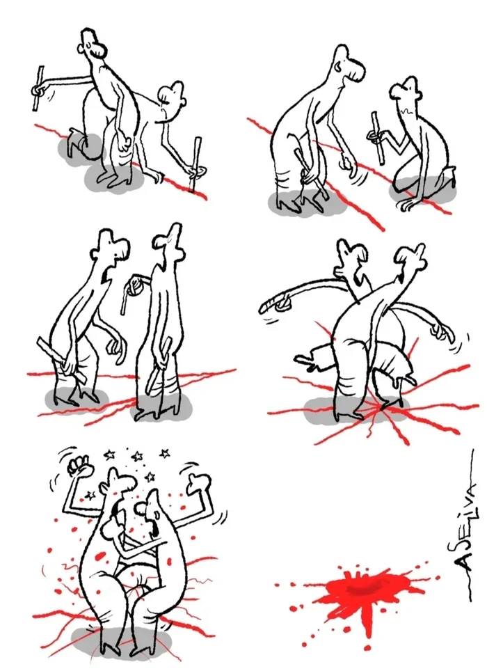 Red lines - My, Red lines, Caricature, Humor, Comics