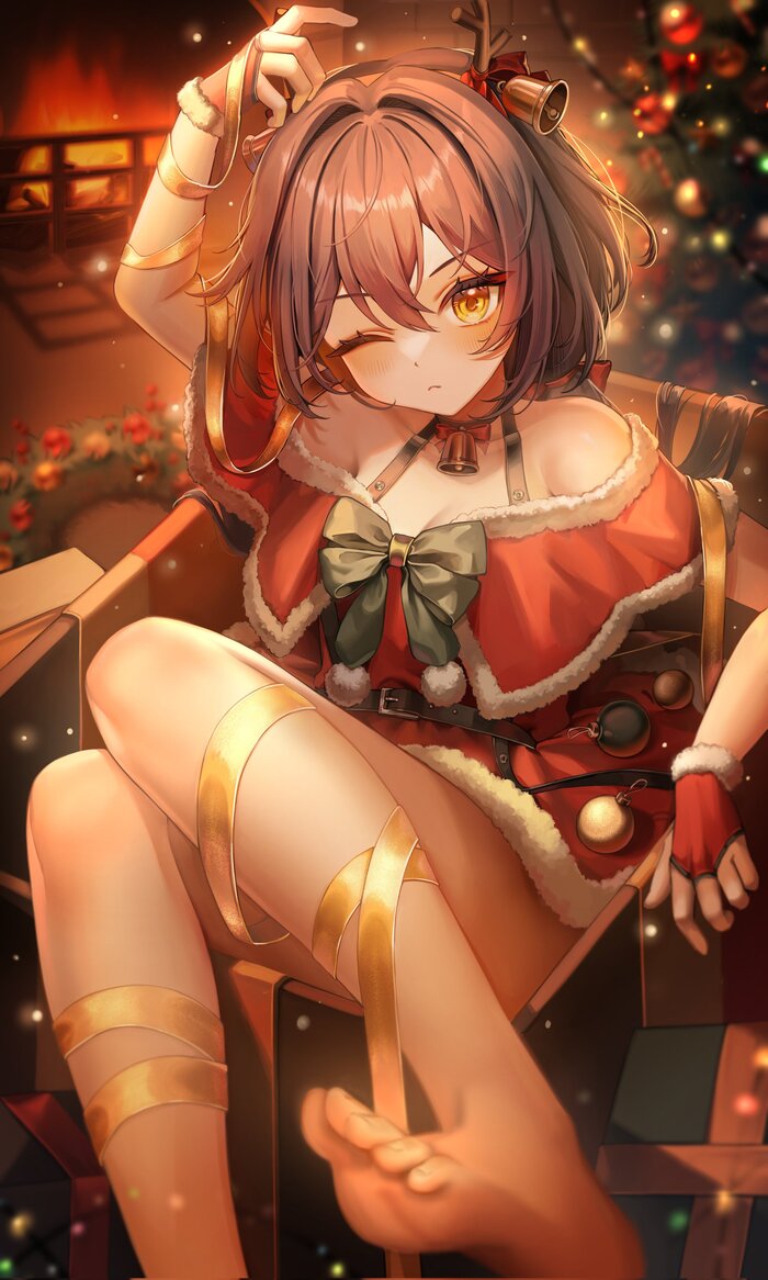 Yunli Anime Art, , Yunli (Honkai: Star Rail), Honkai: Star Rail, Santa costume, , 