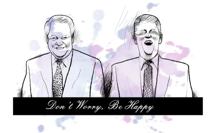 Don't worry be happy - My, Boris Yeltsin, Bill clinton, Cartoon, Caricature, Humor