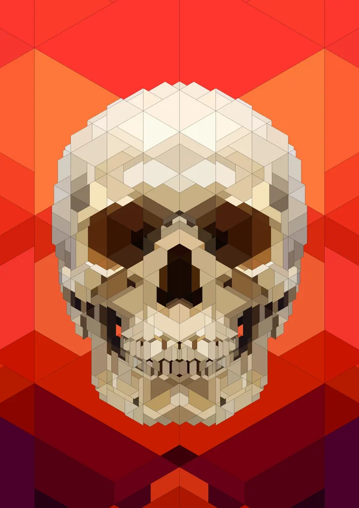 Multifaceted Skull - My, Design, Graphics, Digital, Computer graphics, 2D, Corel draw, Vector graphics