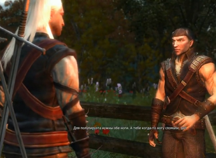 Вильгефорц ломает Геральту ногу в ходе поединка во время бунта на Танедде.