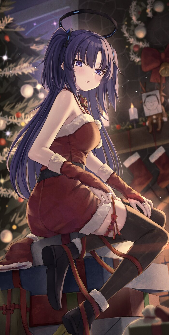   , Anime Art, , , Blue Archive, Hayase Yuuka, -, Santa costume,  , 