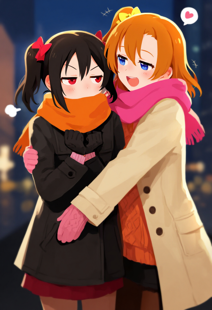 Nico & Honoka , Anime Art, Love live! School Idol Project, Yazawa Nico, Kousaka honoka, NovelAI,  