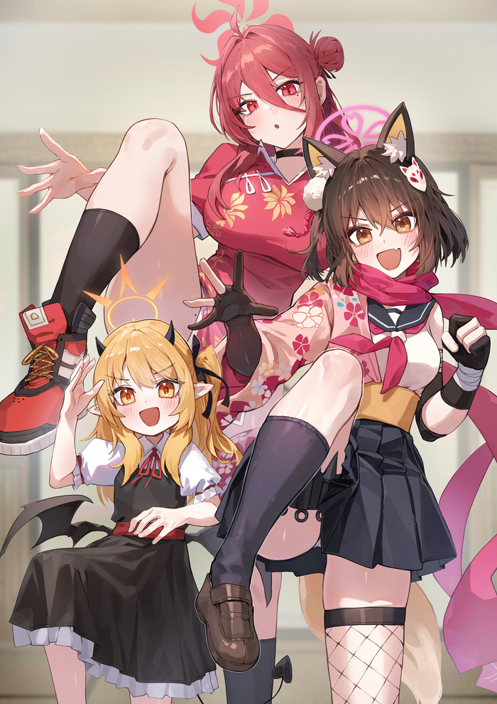 ! , Anime Art, , , Blue Archive, Kuda Izuna, Tanga Ibuki, Kayama Reijo,   , , Kokukyukeo, Animal Ears, Loli