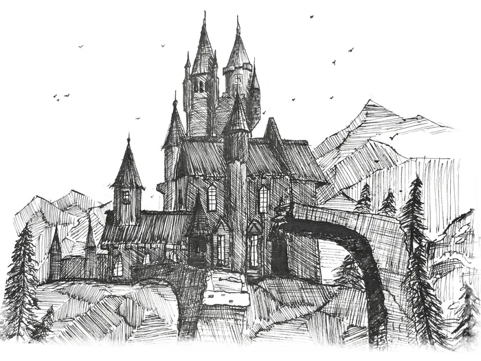 Lady Dimitrescu's Castle Ink - My, Mascara, Lock, Lady Dimitrescu - Resident Evil, Resident Evil 8: Village, Art, Sketch, Sketchbook, Pencil drawing, Video, Youtube