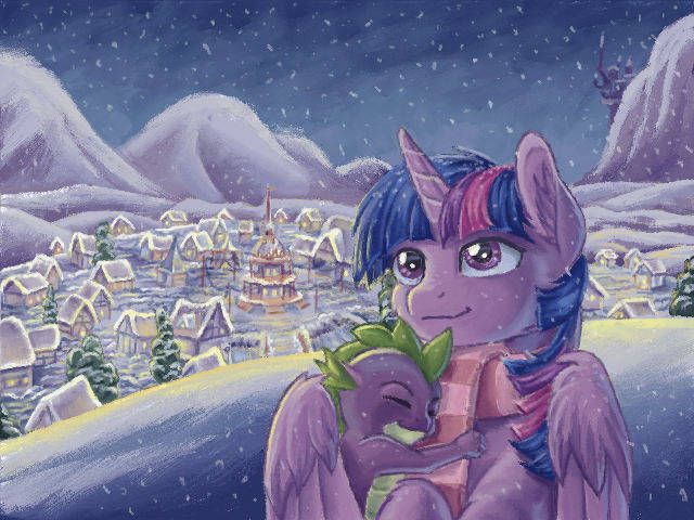  :    - Heart's Warming Eve edition, again and again My Little Pony, MLP_Evening, Twilight Sparkle, Spike, The-wizard-of-art, Telegram ()