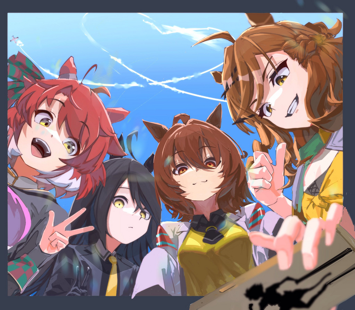 Beginning of a New Era , Anime Art, Uma Musume Pretty Derby, Manhattan Cafe, Agnes Tachyon, Jungle Pocket, Animal Ears, , Dantsu Flame