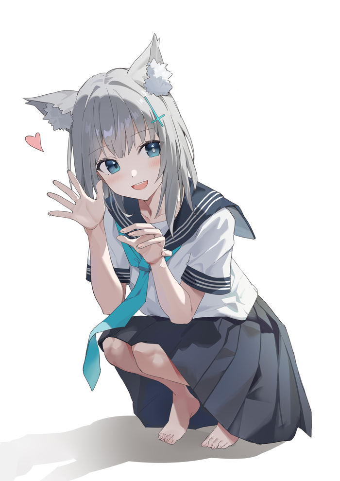 Sunaookami Shiroko #034 , Anime Art, Blue Archive, Sunaookami Shiroko, ,  , , , , Animal Ears,  ,  