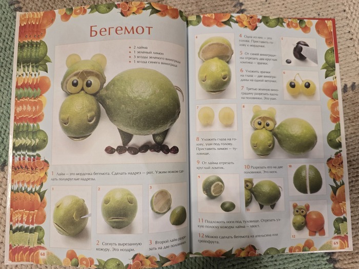 не представляю, каким нужно быть родителем, если предлагать ребенку съесть ЭТО. 2 лайма!! (ну, или того красножопика справа внизу - там, видимо, апельсин, спасибо, блин, большое (от ребенка, сквозь слезы, доедающего Бегемота)