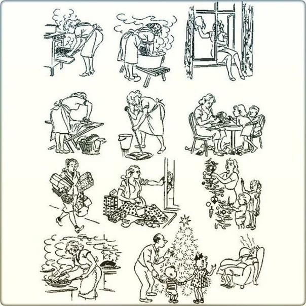 Happy New Year! And take care of women! - Drawing, Herluf Bidstrup, New Year
