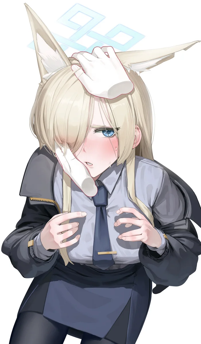 Ironing ironing ironing - Anime, Anime art, Blue archive, Ogata Kanna, Animal ears, Iron