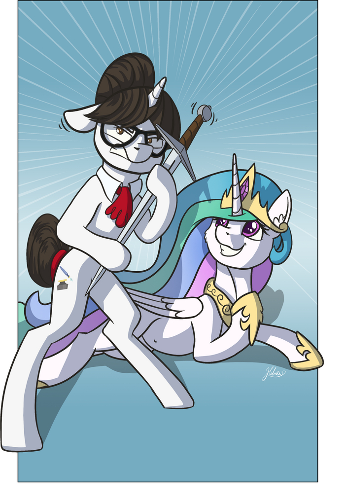      My Little Pony, Princess Celestia, Raven Inkwell, Helmie-d