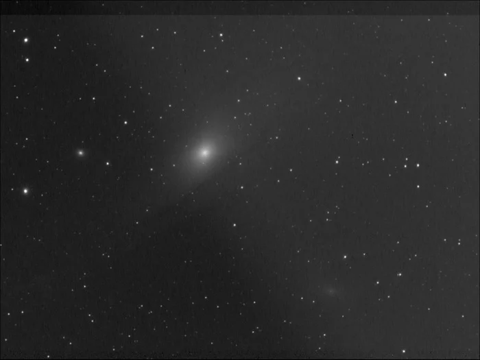 Andromeda and NGC 205 on the guide's black and white camera tonight (new) - My, Astronomy, Astrophoto, Starry sky, Telescope, Space, Galaxy, Night shooting, Stars