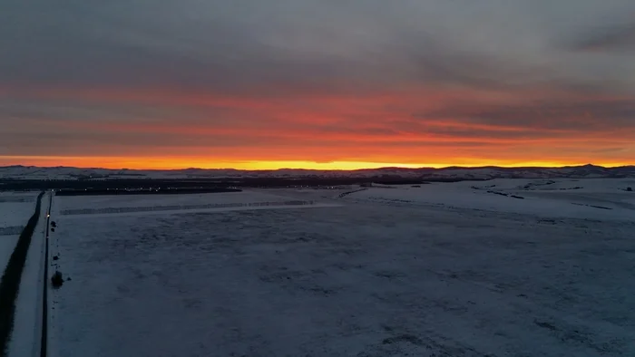 Dawn sets the night on fire - My, The mountains, Quadcopter, Flight, Beautiful view, Altai Republic, Freshness, Travels, Travel across Russia, Mountain tourism, Altai region, Snow, dawn, Winter, December, Dji