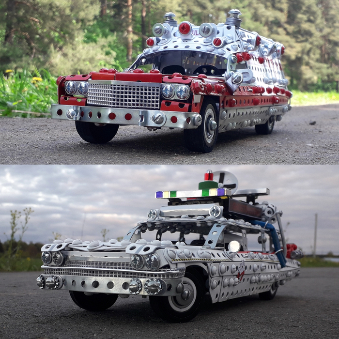 Miller Meteor Ambulance, ECTO-1A из металлического конструктора, проволоки, резины и картона