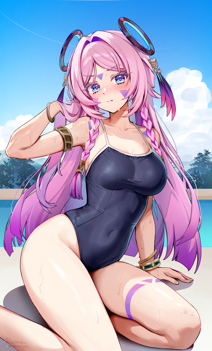 Citlali #002 , Anime Art, Genshin Impact, Citlali (Genshin Impact), Foxyreine, , One-piece swimsuit,  , , ,  , 