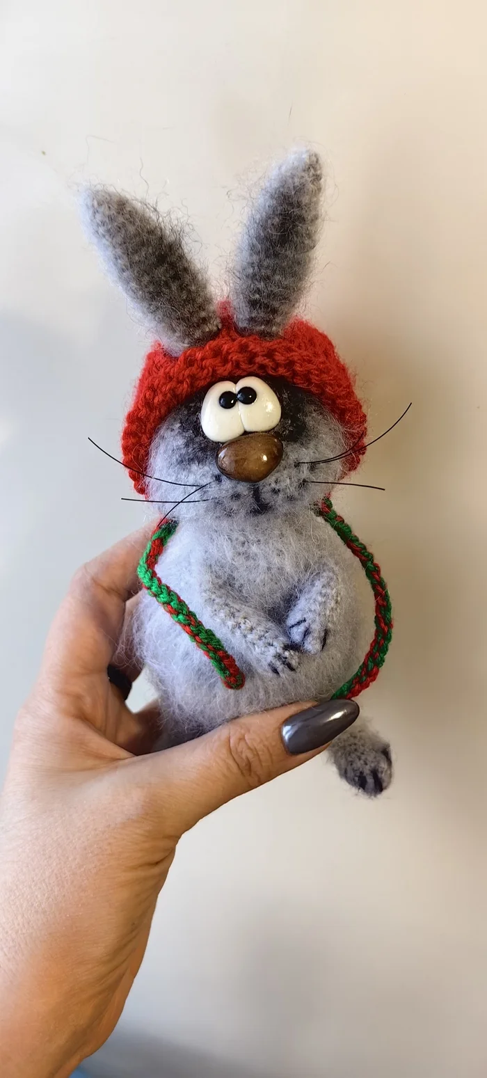 I knitted a hare - My, Amigurumi, Crochet, Hare, Knitted toys, Longpost, Needlework without process