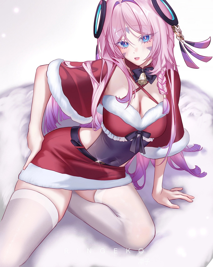 Citlali Anime Art, Genshin Impact, Citlali (Genshin Impact), Ringeko, Santa costume,  , 