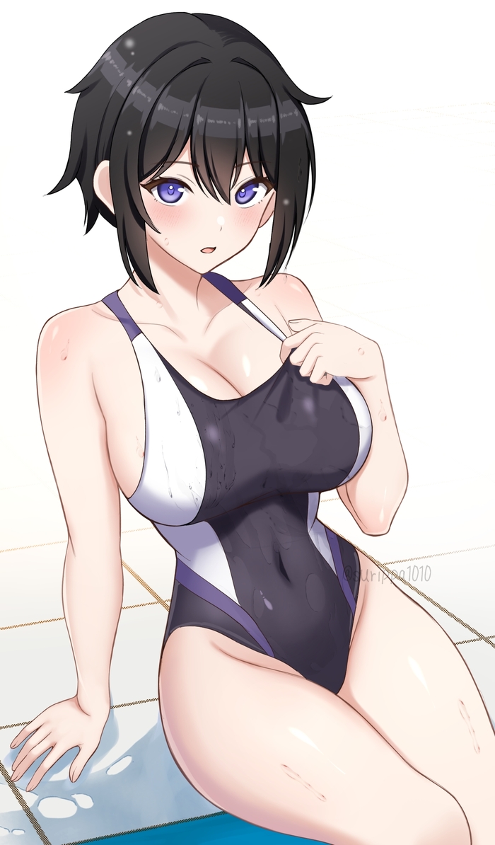 Suminoe Shion #001 , Anime Art, Dolphin Wave, , One-piece swimsuit, , , ,  