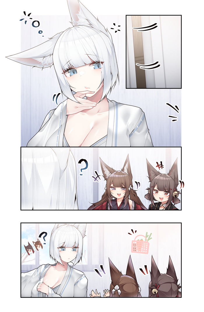  ,   ! Samip, , , Anime Art, Azur Lane, Animal Ears, , , Amagi, Akagi, Kaga, 