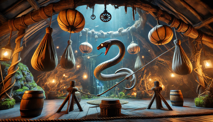 Тренировка мастера Ужа Хитрого Ползуна (сгенерировано chat GPT)