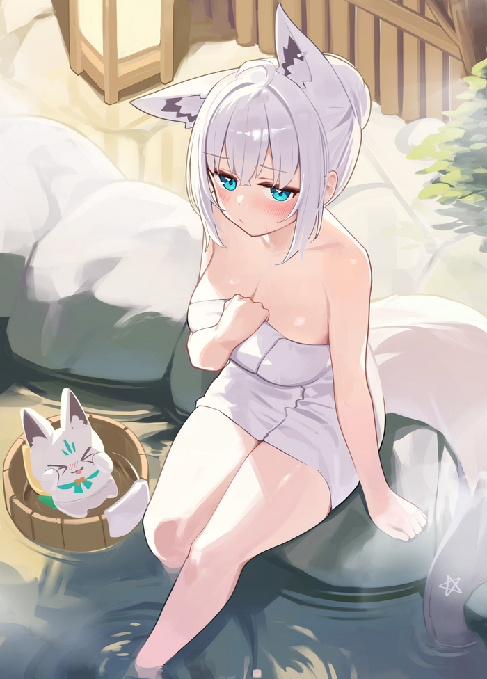     Anime Art, , Virtual YouTuber, Hololive, Shirakami Fubuki, Deaver, Animal Ears, ,  