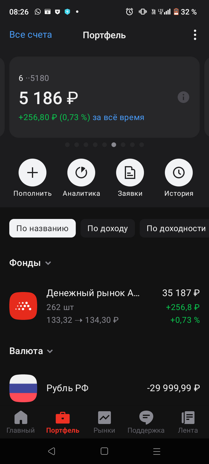 Один из 7 счетов в альфе