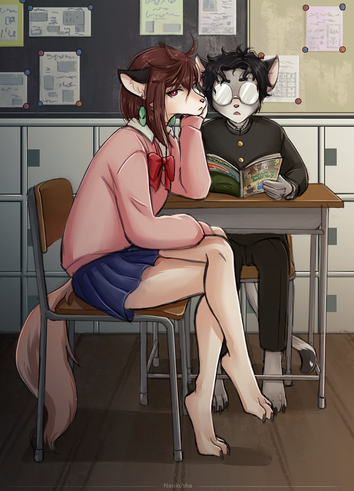 Ayase Momo & Okarun , , , Furry Art, Narikusha, Anime Art, , Dandadan, Ayase Momo, Takakura Ken