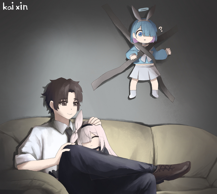 ,      , Anime Art, Blue Archive, Sensei (Blue Archive), Plana, Arona, Loli