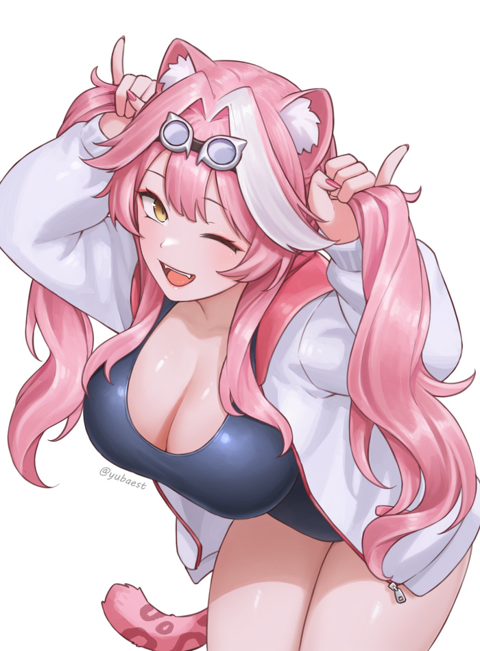 Raora Panthera #004 , Anime Art, Hololive, Raora Panthera, , One-piece swimsuit, Animal Ears, , , 
