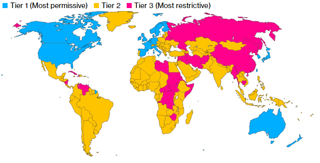 США намерены заблокировать продажу чипов ИИ в Россию и Китай