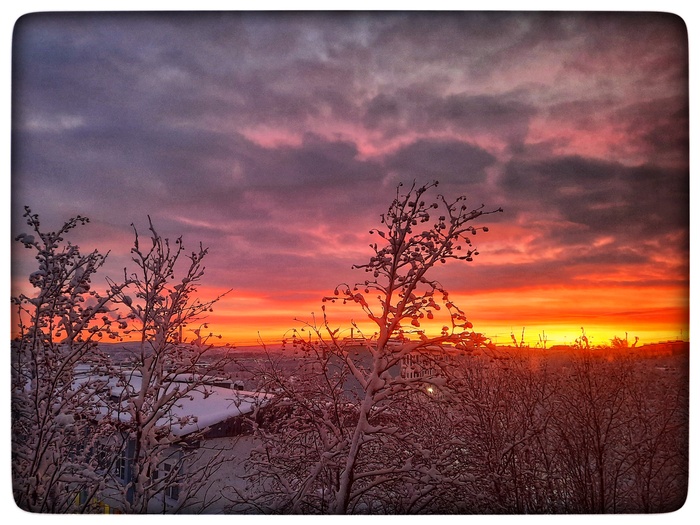 Сегодня официально закончилась полярная ночь на широте Мурманска. Формально солнце можно увидеть только с некоторых точек (вершины сопок), в городе лицезреть солнышко можно будет через несколько дней. На душе уже теплее.