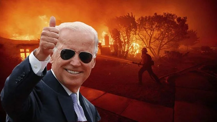 The cool guys (presidents) don't look at the explosions (burning California) when they leave - California, Disaster, US presidents, Cool guy