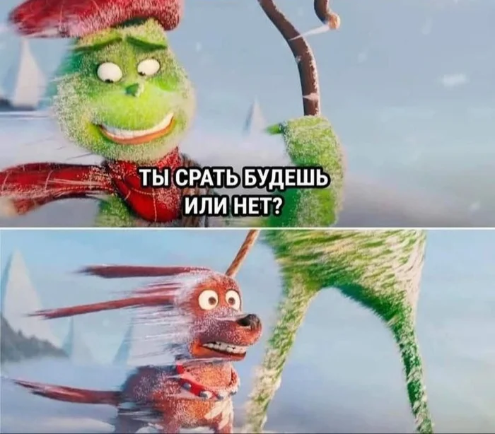 Cat owners: *Sit quietly at home* MEANWHILE DOG OWNERS IN WINTER: - Memes, Humor, Picture with text, Telegram (link), Winter, Repeat, Dog, Dog lovers, The Grinch Stole Christmas