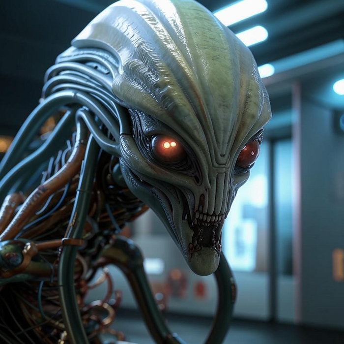 По запросу "инопланетная хрень управляет человеком" нейросеть изобразила вот это. Ну, значит она, хрень, такая и есть.