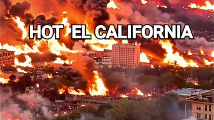 El California - Пожар, Калифорния, Картинка с текстом