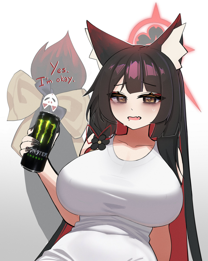 .    , Anime Art, Blue Archive, Kosaka Wakamo, Animal Ears, Snya Ko (silenzuka)